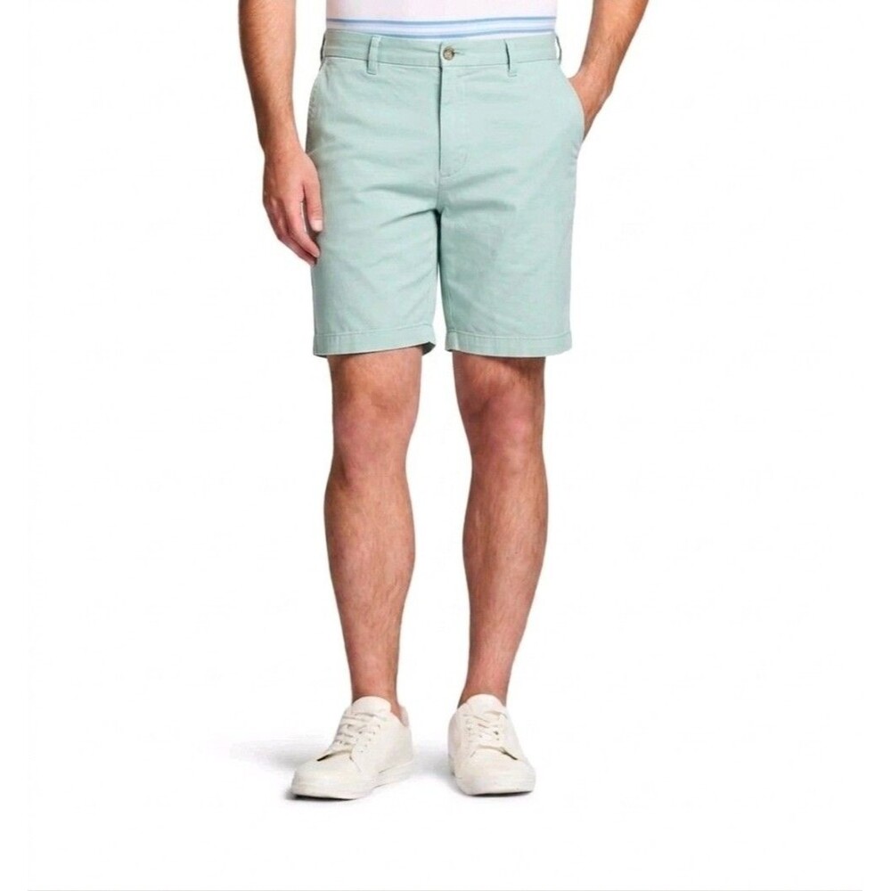 IZOD Saltwater Stretch Chino Classic Shorts 36x9.5 Harbor Gray (Sage Green) NWT